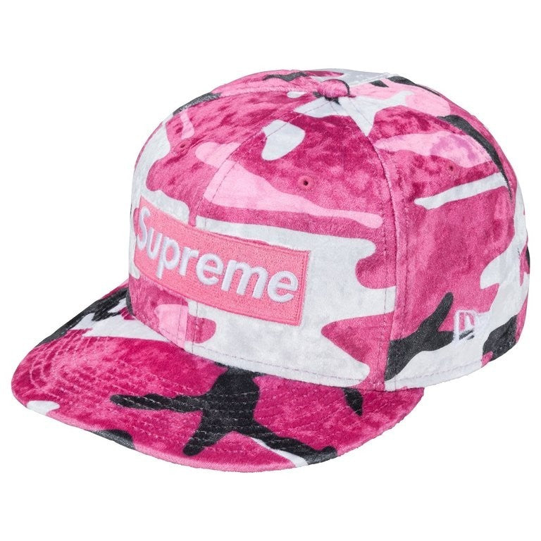 Supreme Crushed Velvet Box Logo New Era Pink Camo