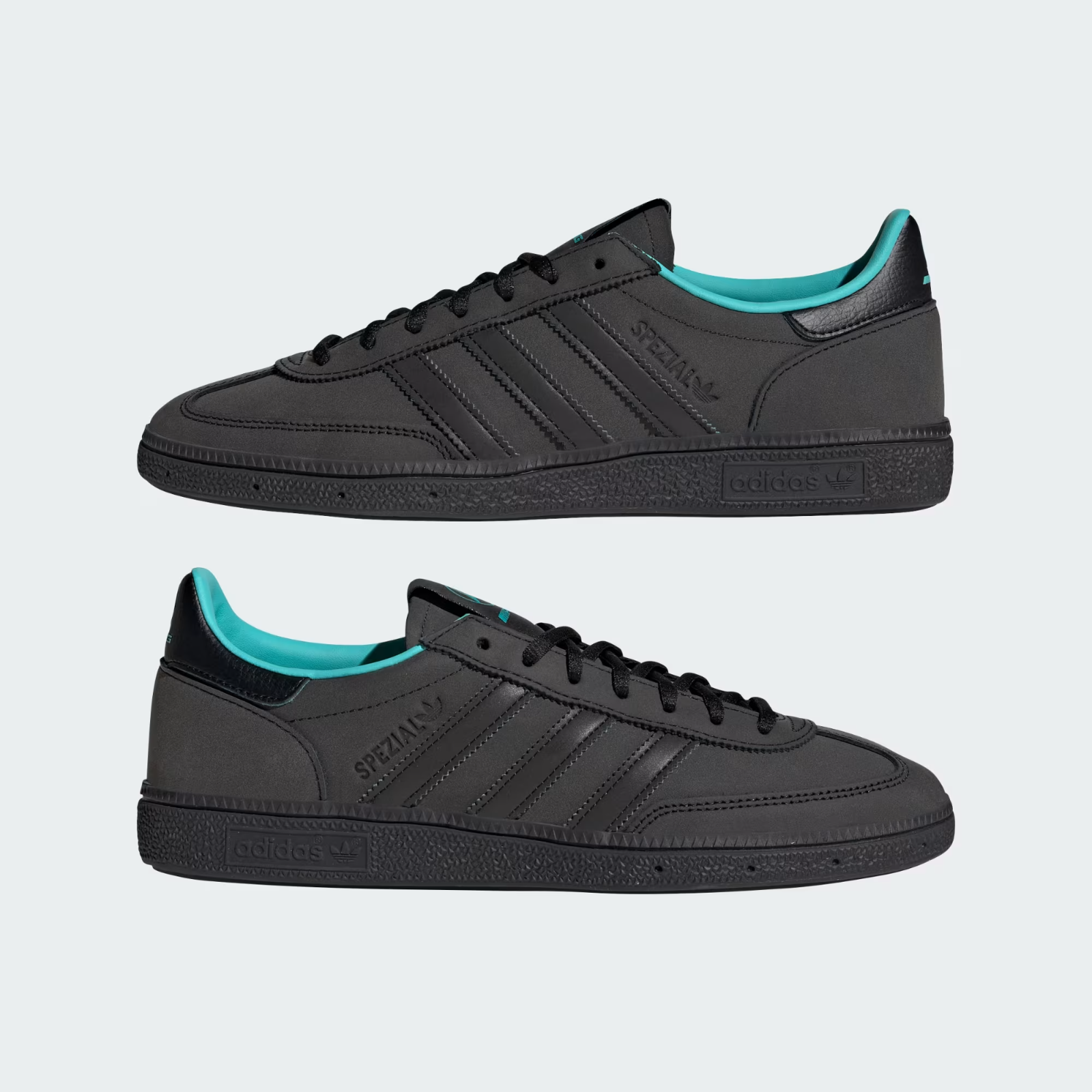 KJ1195 Mercedes AMG adidas Handball Spezial Core Black Semi Mint Rush (Men's)