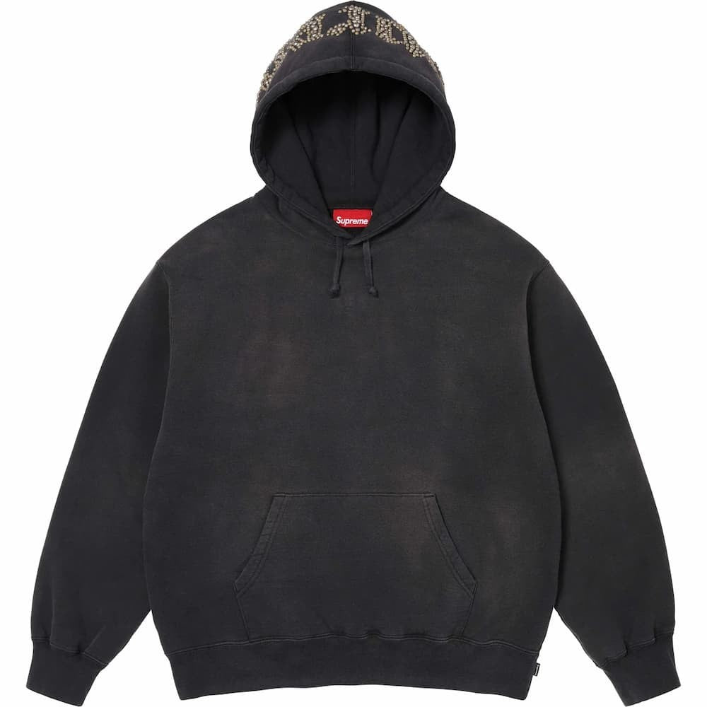 Supreme Overdyed Studded Hooded Sweatshirt Black