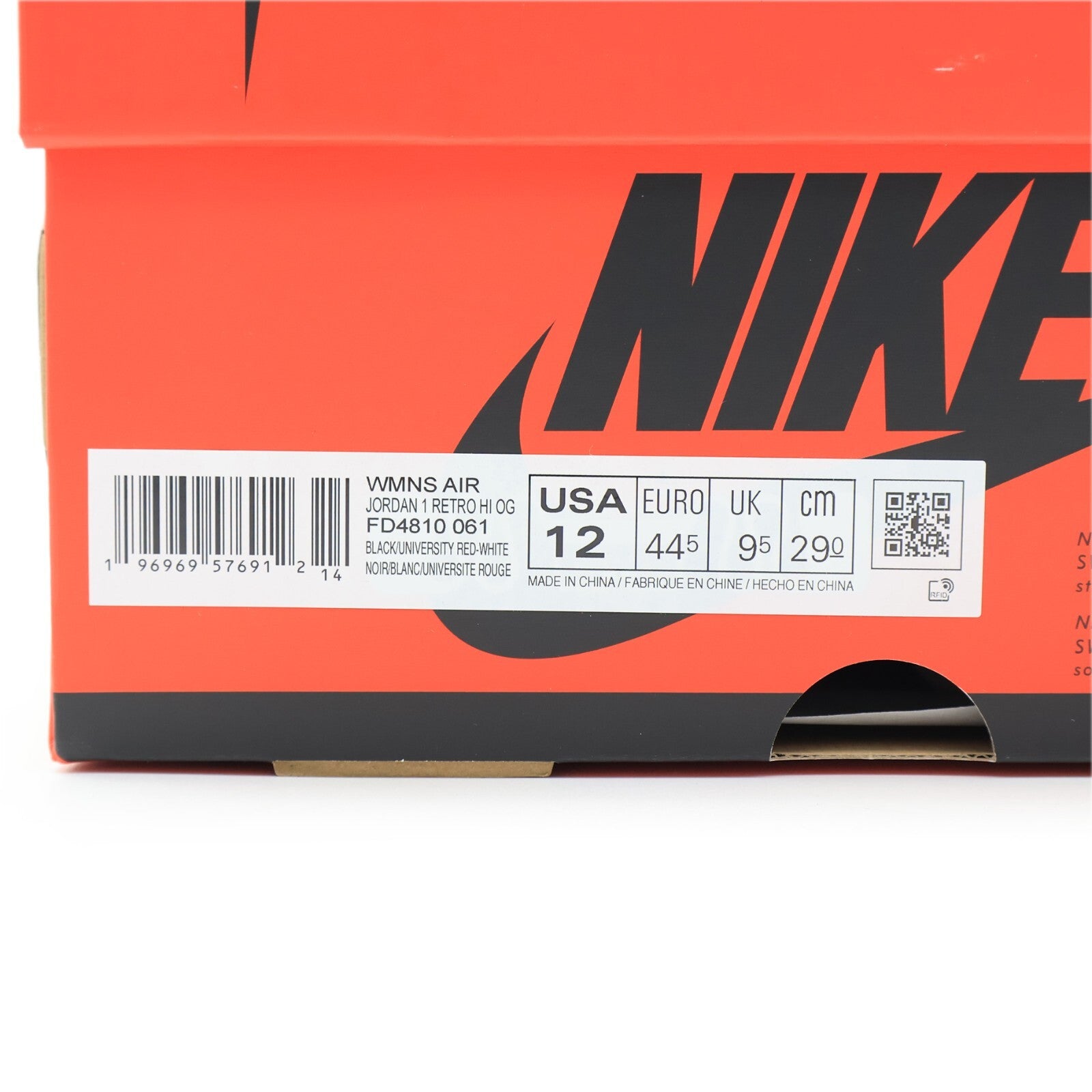 FD4810-061 Nike Air Jordan 1 Retro High OG Satin Bred Black White (Women's)