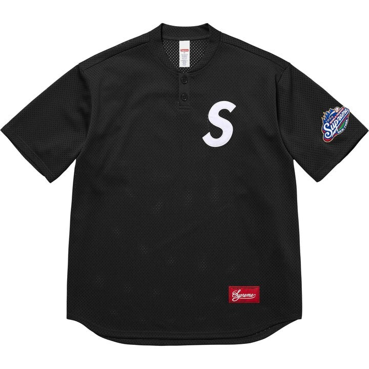 Supreme S Logo Baseball Henley Black