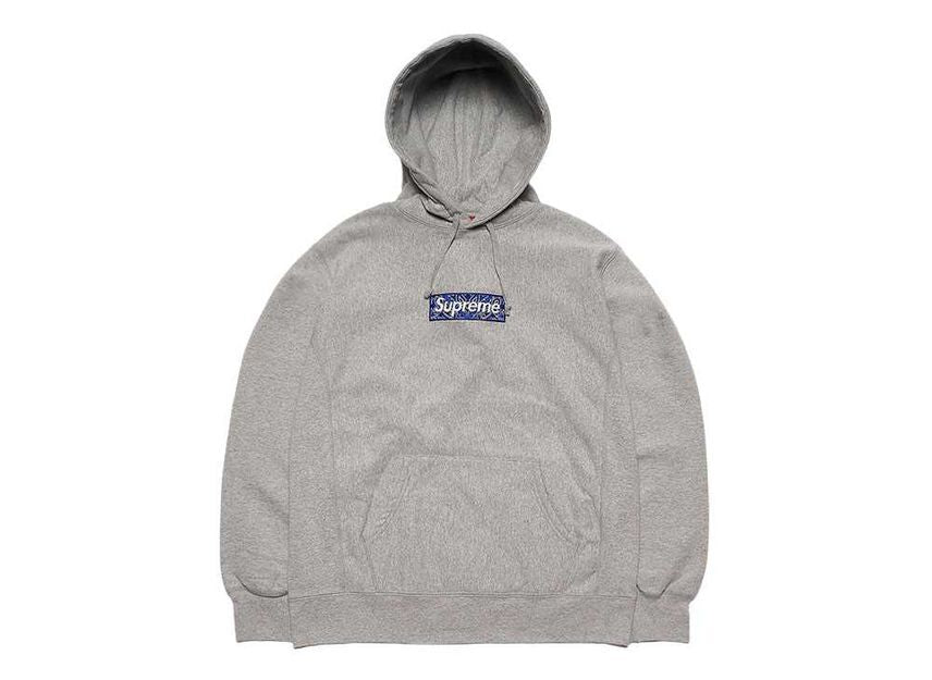 Supreme Bandana Box Logo Hooded Sweatshirt Grey