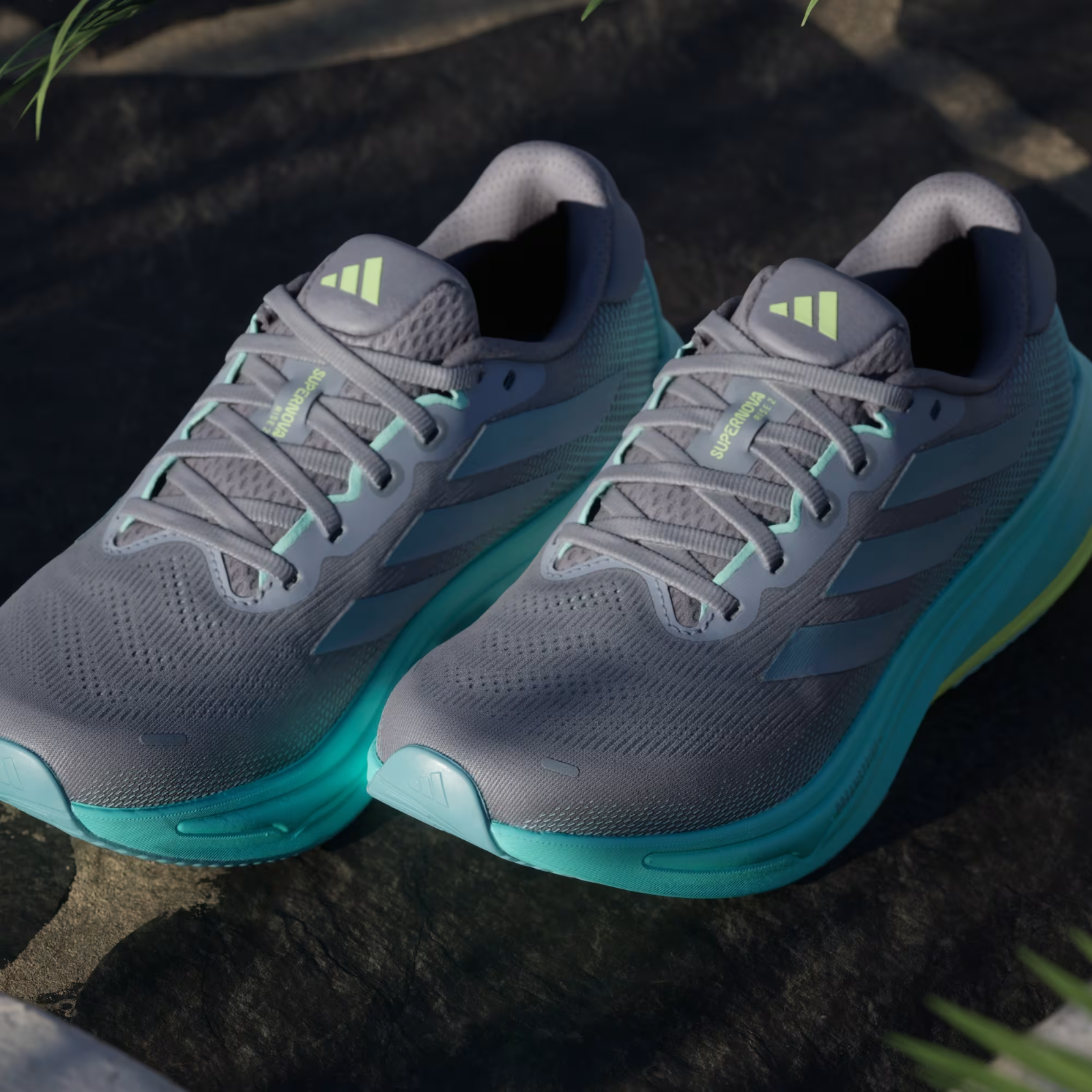 JQ7691 adidas Women's Supernova Rise 2 Grey/Magic Grey Met/Flash Aqua (Women's)