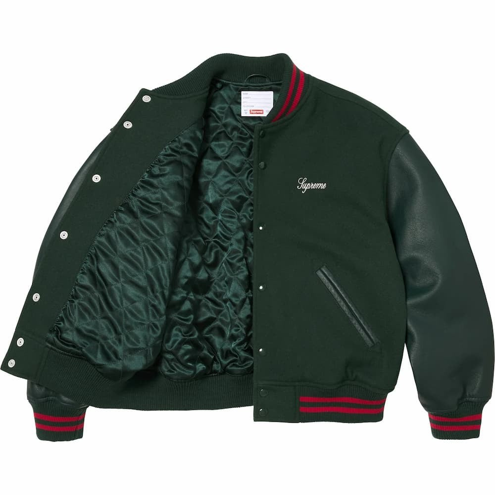 Supreme Cross Varsity Jacket Dark Green