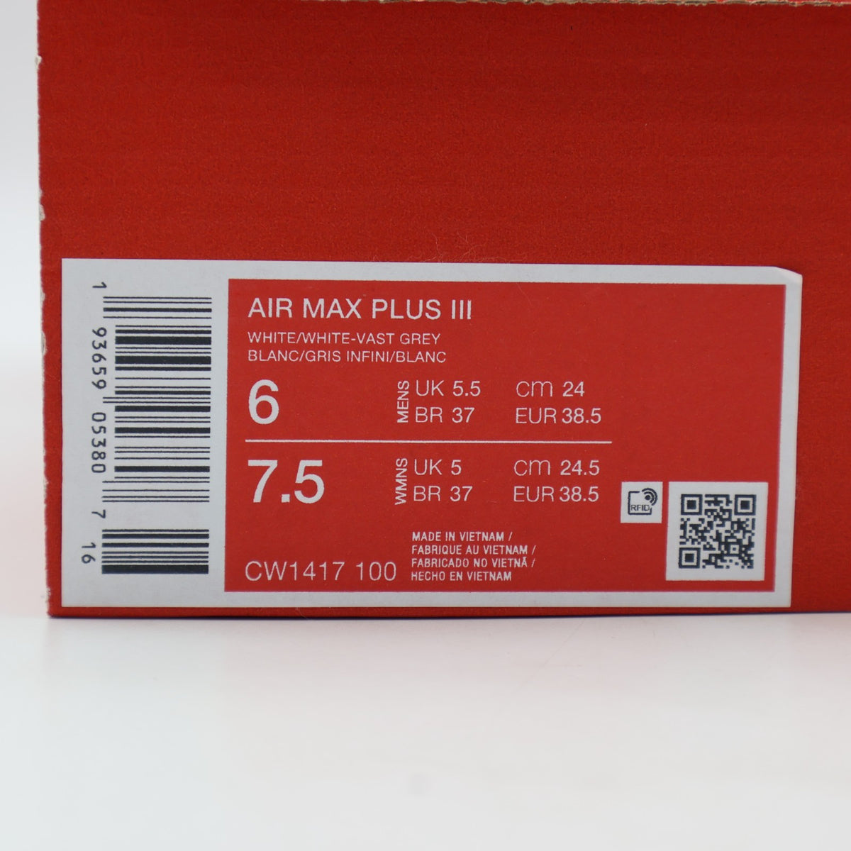 CW1417-100 Nike Air Max Plus 3 White Vast Grey (2025) (Men's)