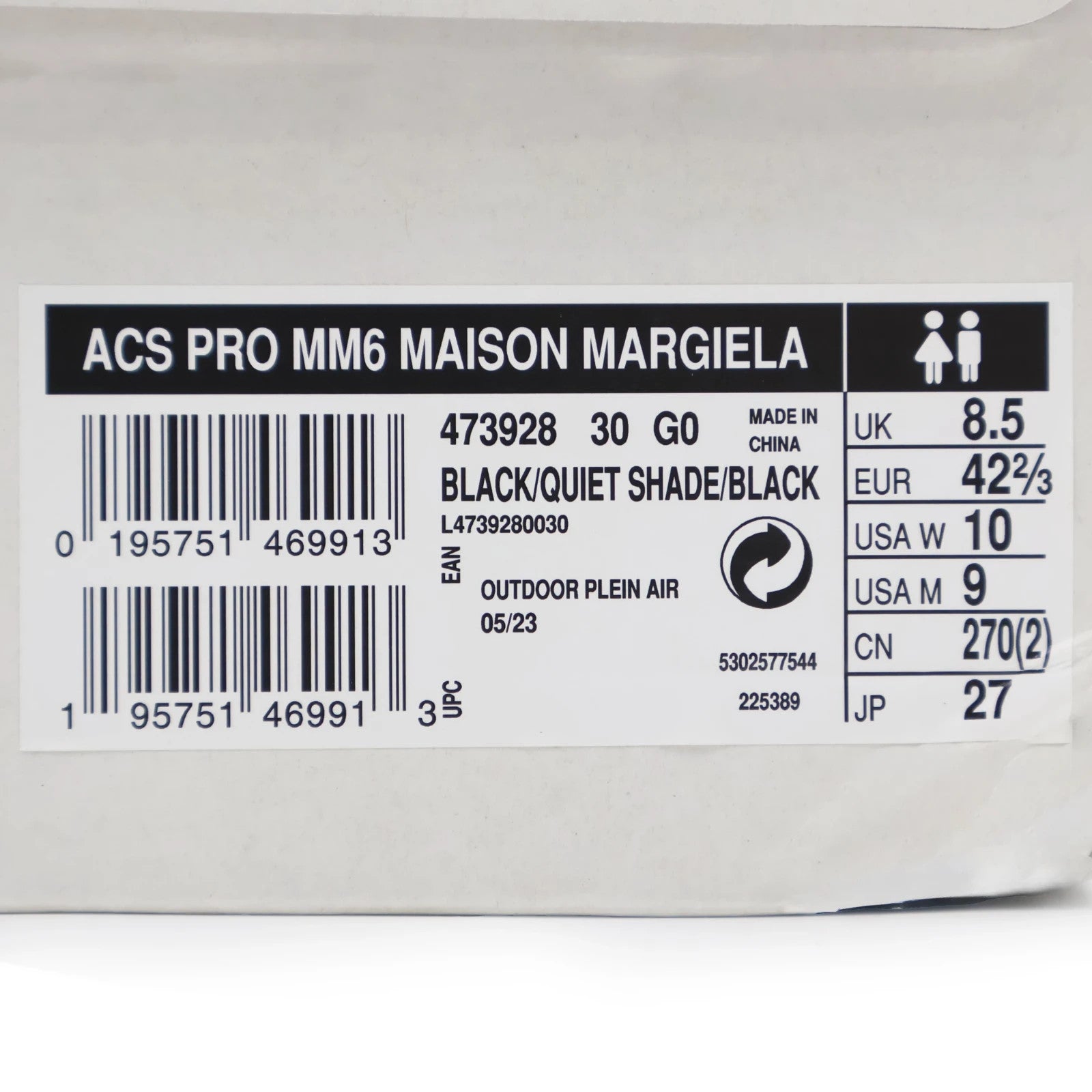 L47392800 MM6 Maison Margiela Salomon ACS Pro Black Quiet Shade (Men's)