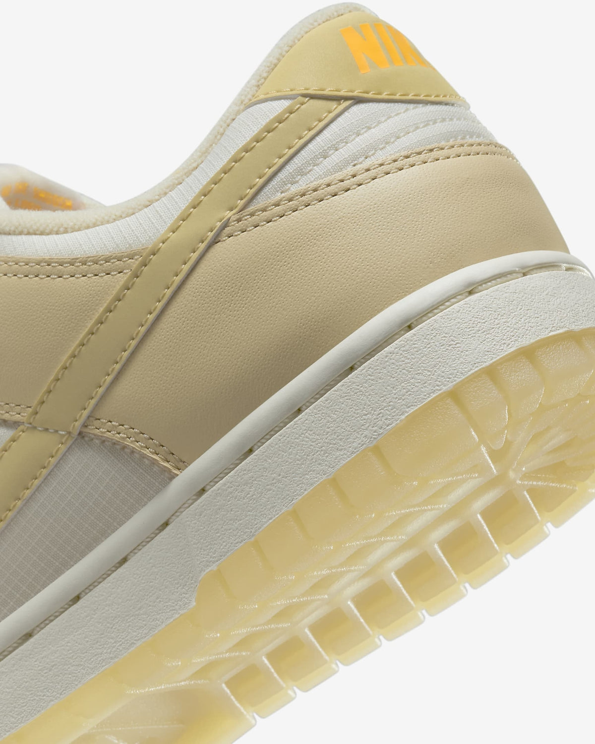 FZ2552-100 Nike Dunk Low Muslin Pale Ivory Laser Orange Team Gold (Women's)