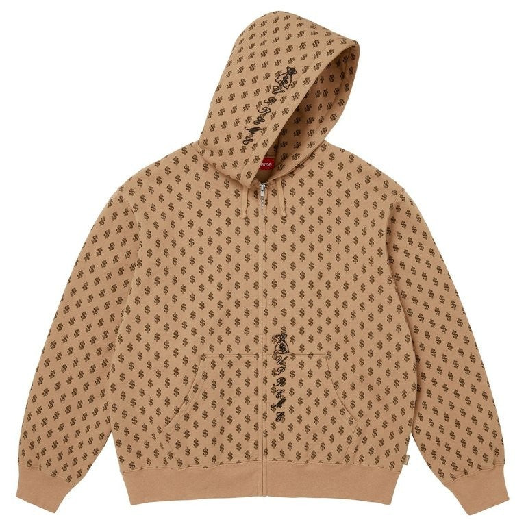 Supreme God Over Money Zip Up Hooded Sweatshirt Money