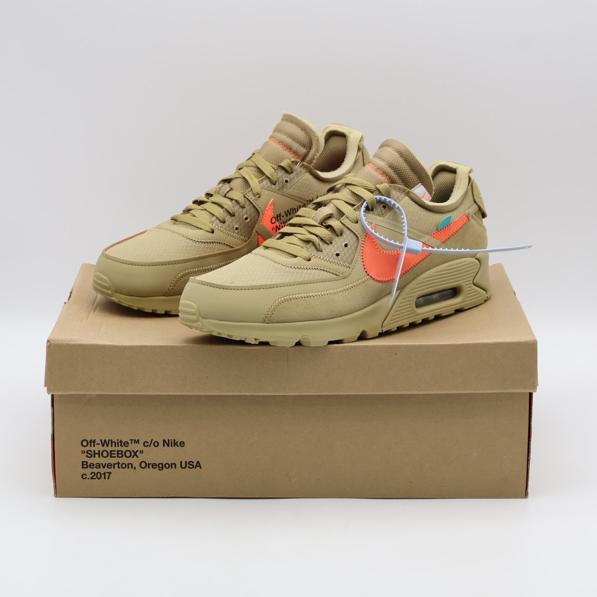 AA7293-200 Nike Air Max 90 Off-White Desert Ore Hyper Jade Bright Mango (Men's)