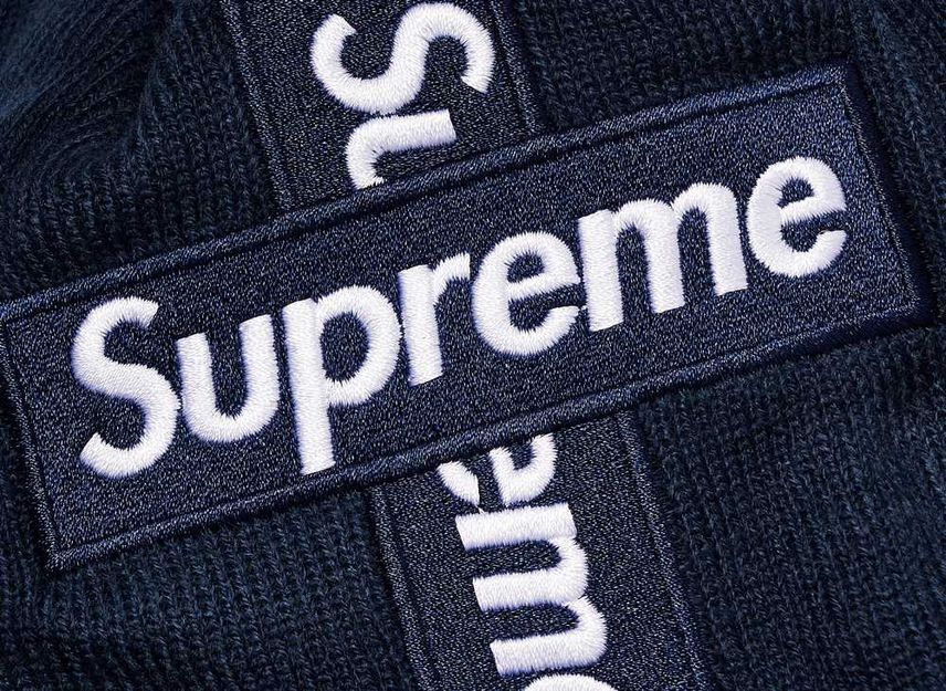 Supreme New Era Cross Box Logo Beanie Navy