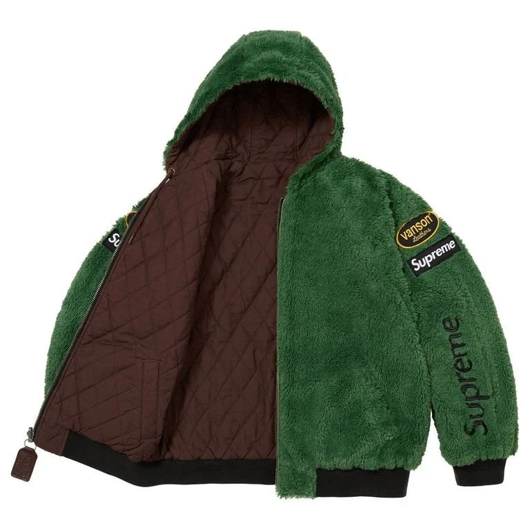 Supreme x Vanson Leathers Reversible Quilted Hooded Jacket Brown