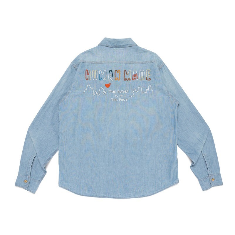 HUMAN MADE Embroidered Chambray Shirt Blue