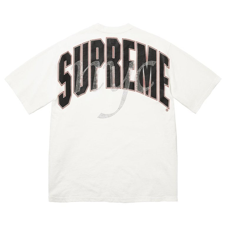 Supreme Rhinestone Script S/S Top White