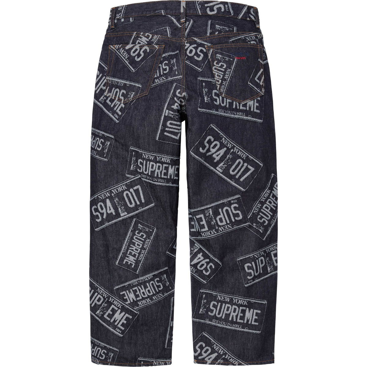 Supreme License Plate Baggy Jean Rigid Indigo