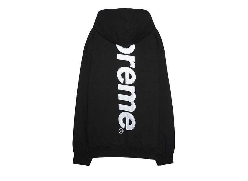 Supreme Satin Applique Hooded Sweatshirt Black