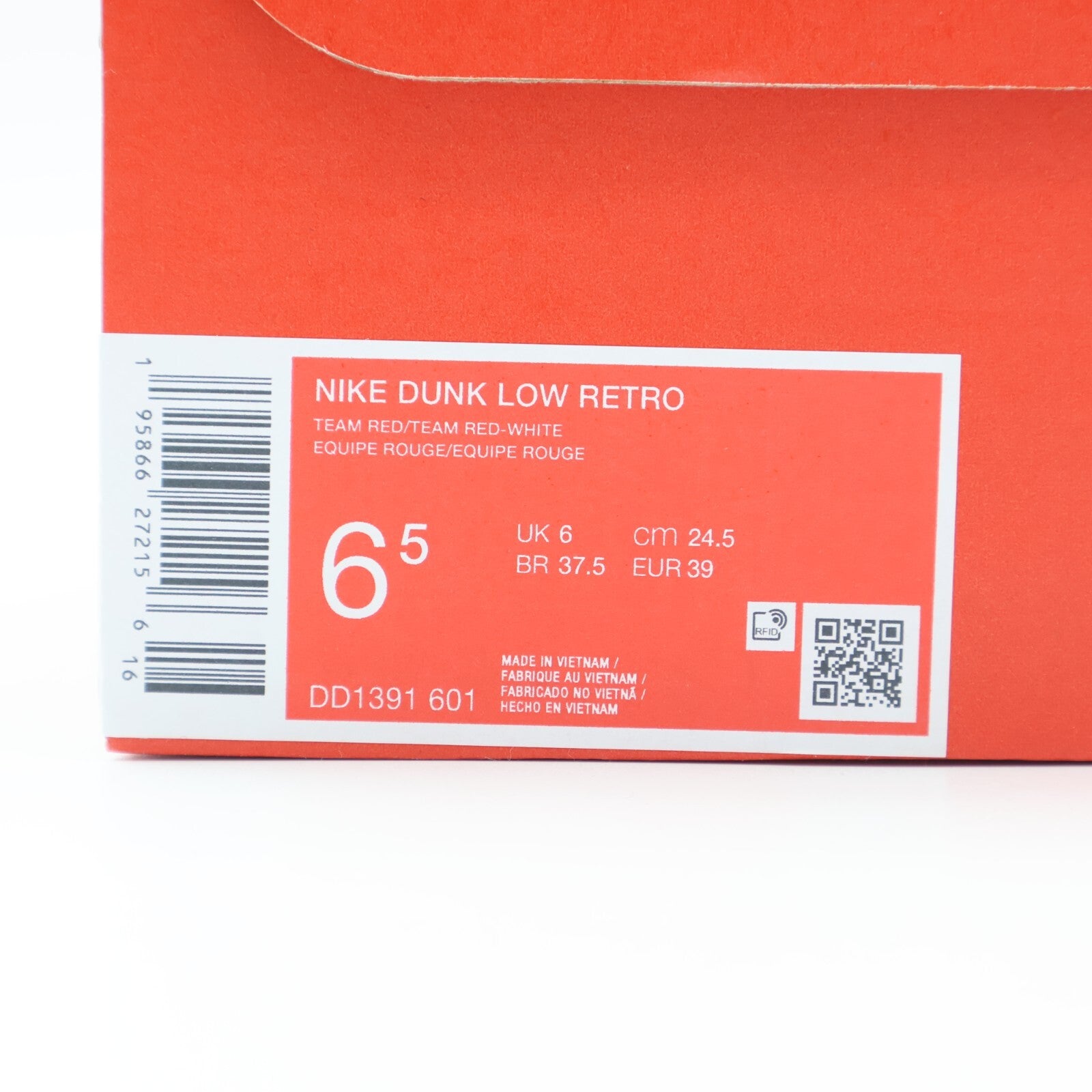 DD1391-601 Nike Dunk Low Retro Team Red White Wine Bordeaux Burgundy (Men's)