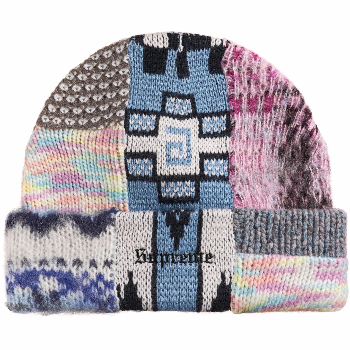 Supreme Patchwork Beanie Light Blue