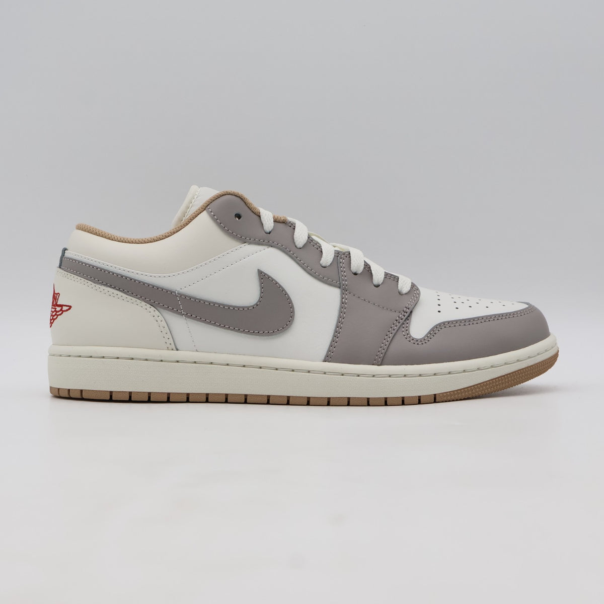 553558-169 Nike Air Jordan 1 Low Sail Fire Red College Grey Hemp Pale (Men's)