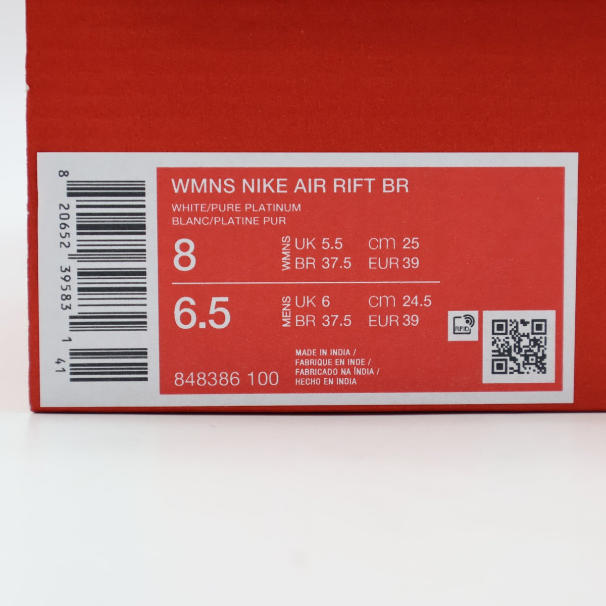848386-100 Nike Air Rift Breathe "Pure Platinum" (Women's)