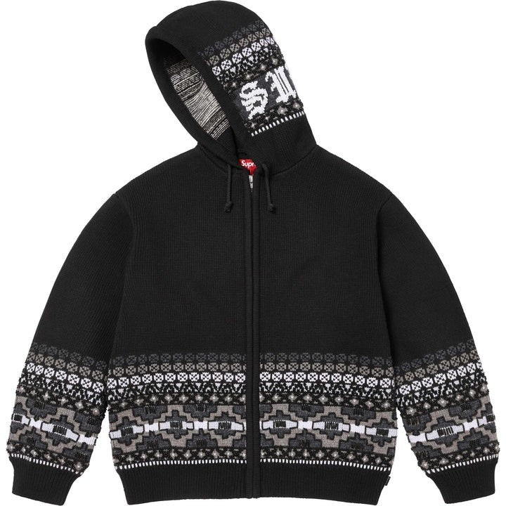 Supreme Beaded Zip Up Hooded Sweater Black