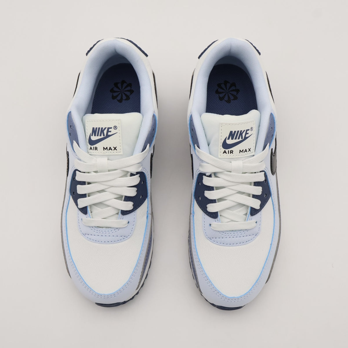HM8128-100 Nike Air Max 90 Summit White Ashen Slate Blue Tint Black (Women's)