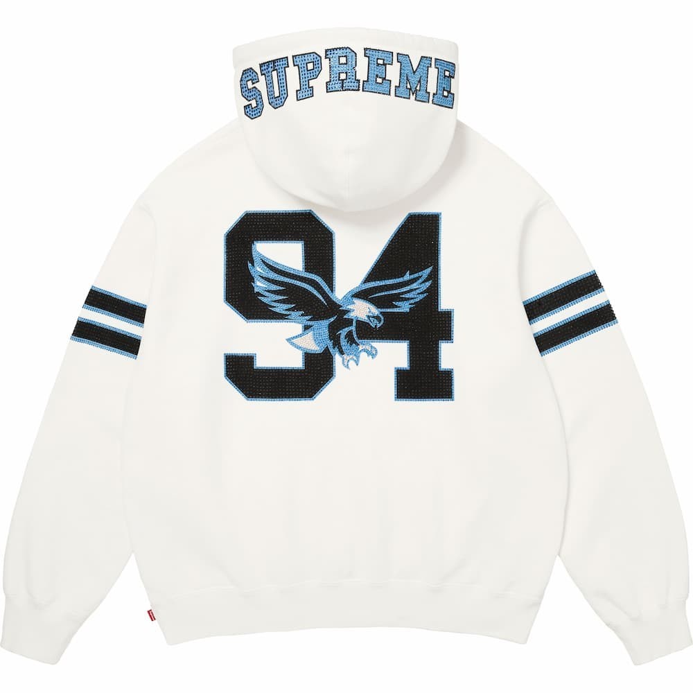 Supreme Rhinestone Eagle Hooded Sweatshirt White