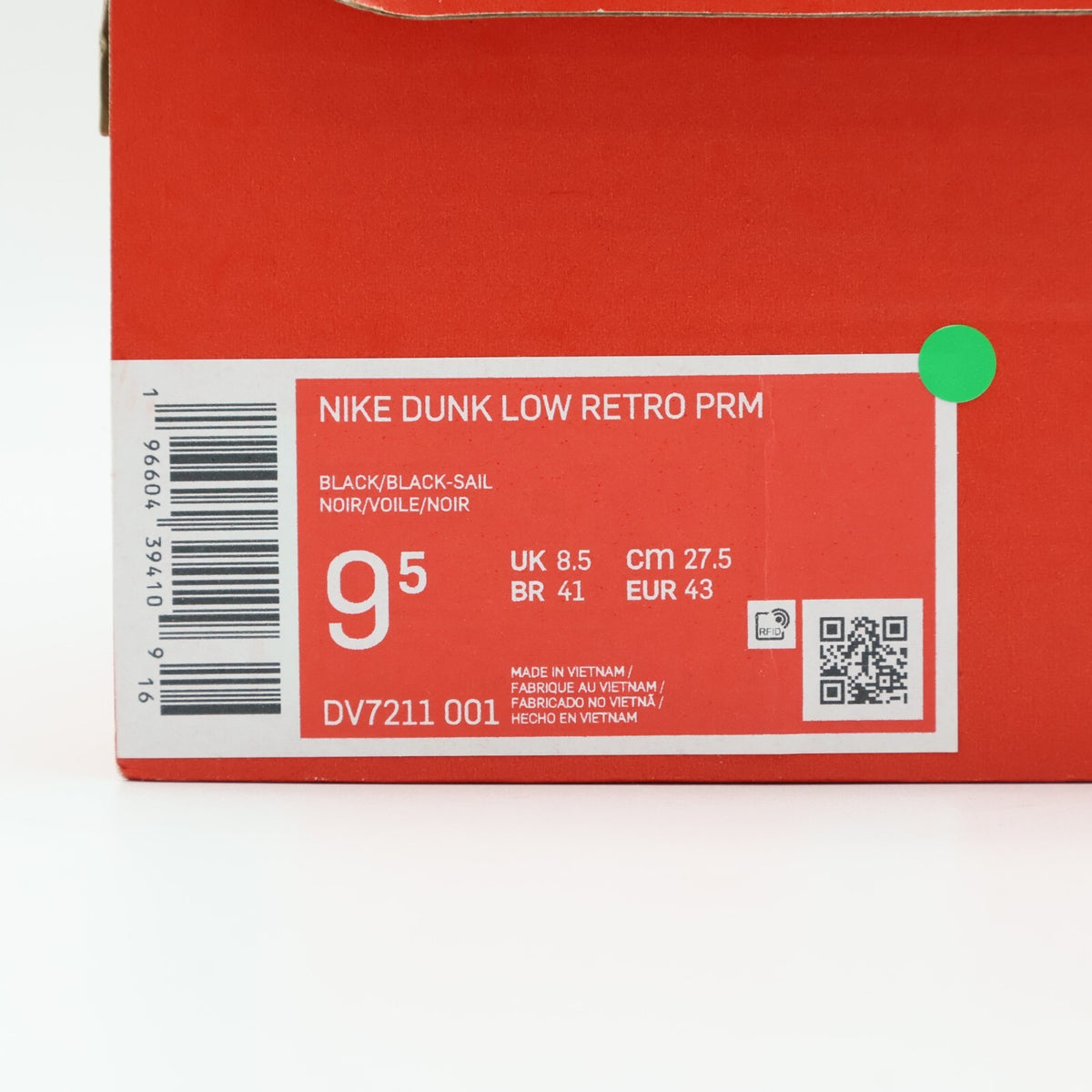 DV7211-001 Nike Dunk Low Retro PRM Black Sail Canvas (Men's)