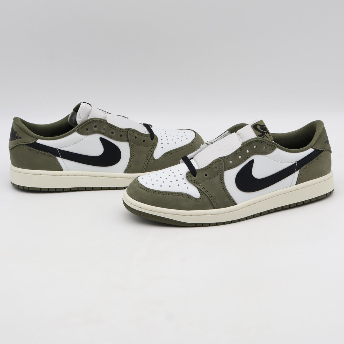 HQ6998-200 Nike Air Jordan 1 Low OG Medium Olive and Summit White (Men's)