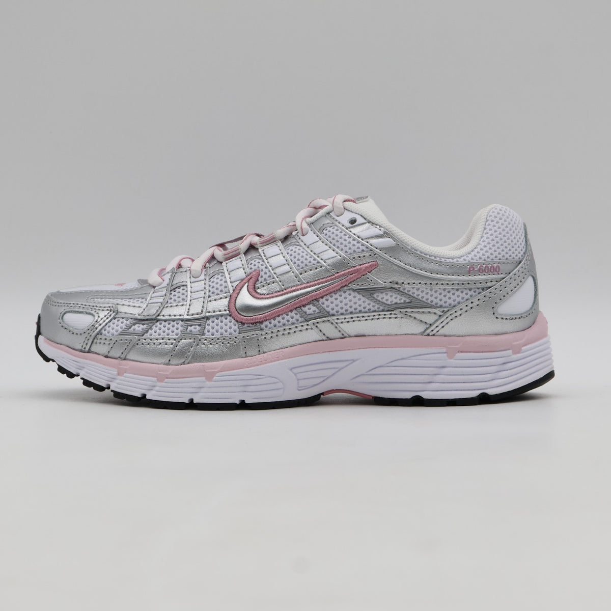 BV1021-108 Nike P-6000 White Elemental Pink Black Metallic Silver (Women's)