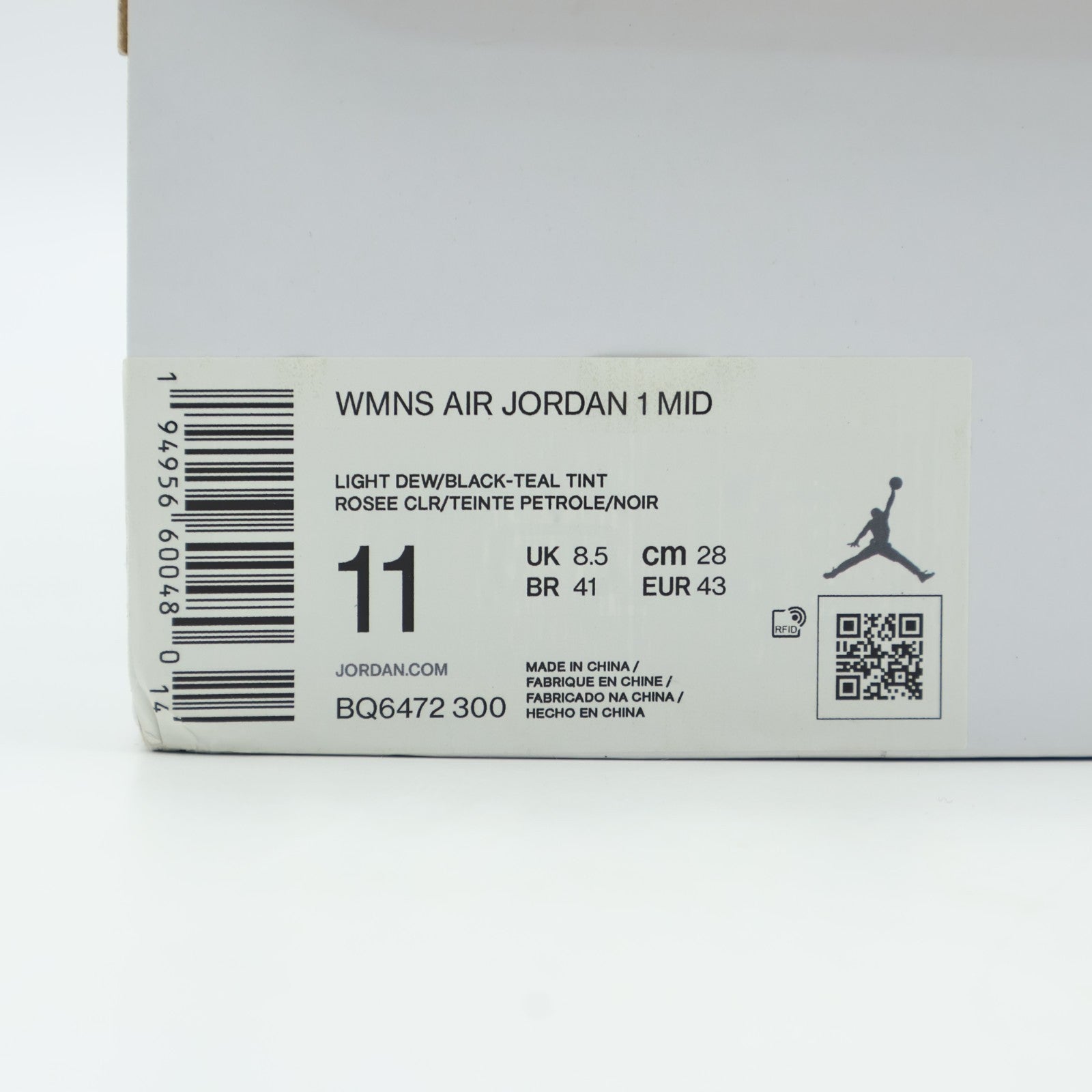 BQ6472-300 Nike Air Jordan 1 Mid "Aqua Blue" (Women's)
