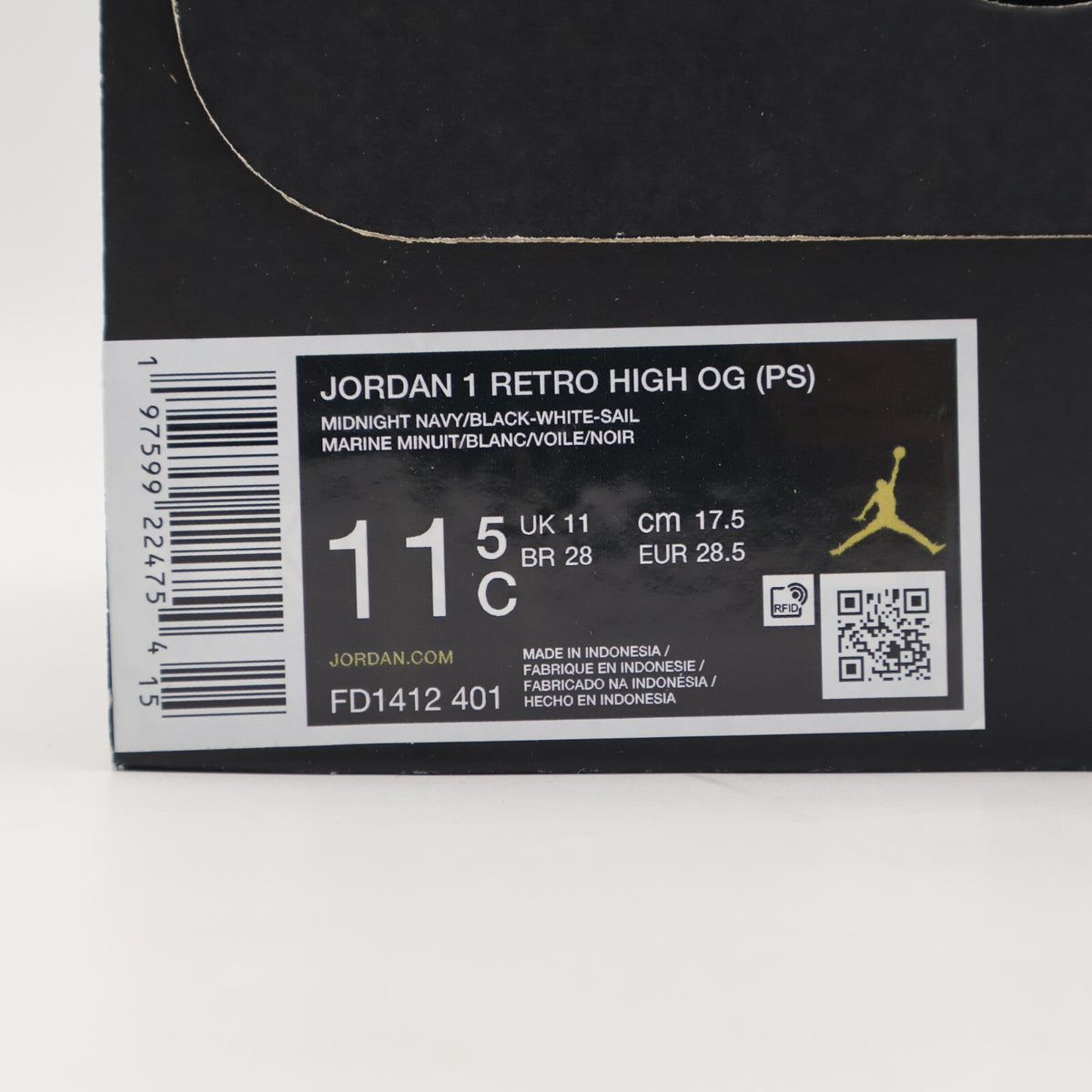 FD1412-401 Nike PS Air Jordan 1 Retro High OG Midnight Navy