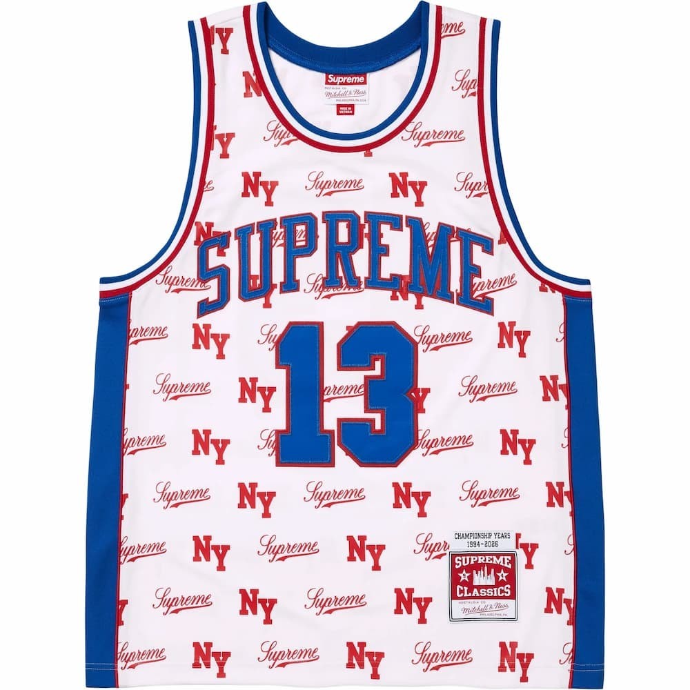 Supreme Mitchell Ness Monogram Basketball Jersey White