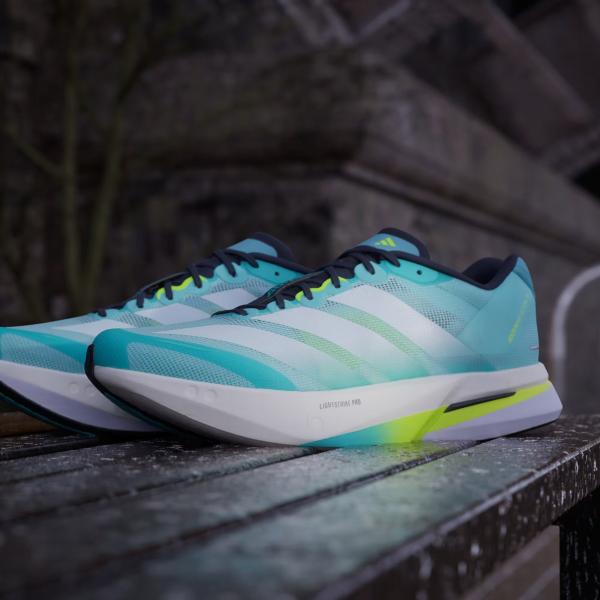 JS4945 adidas Adizero Boston 13 Blue Cloud White Lucid Lemon (Men's)