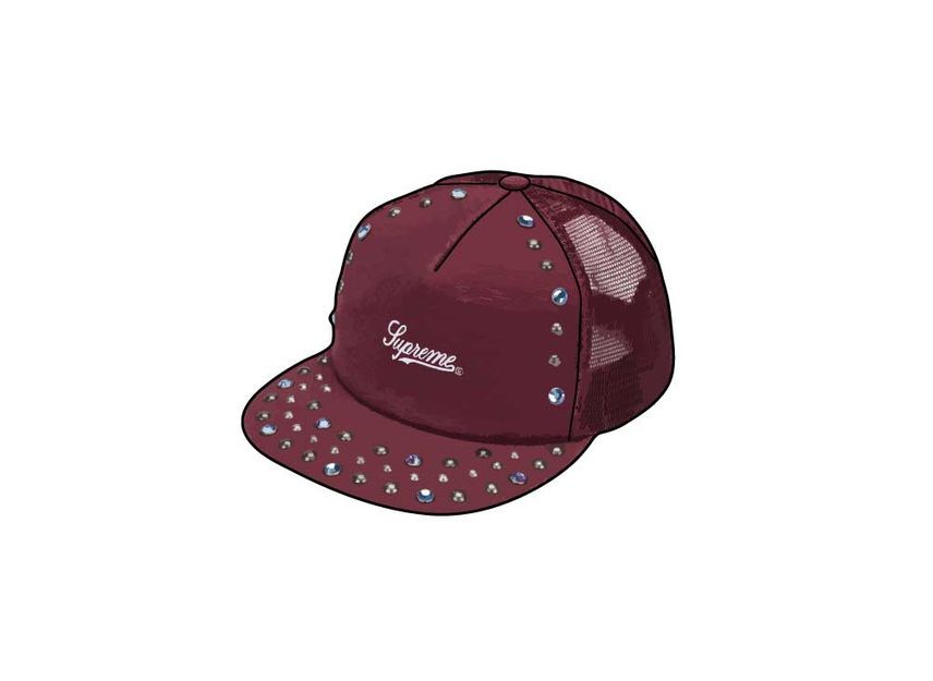 Supreme B.B. Simon Studded Canvas 5-Panel Burgundy