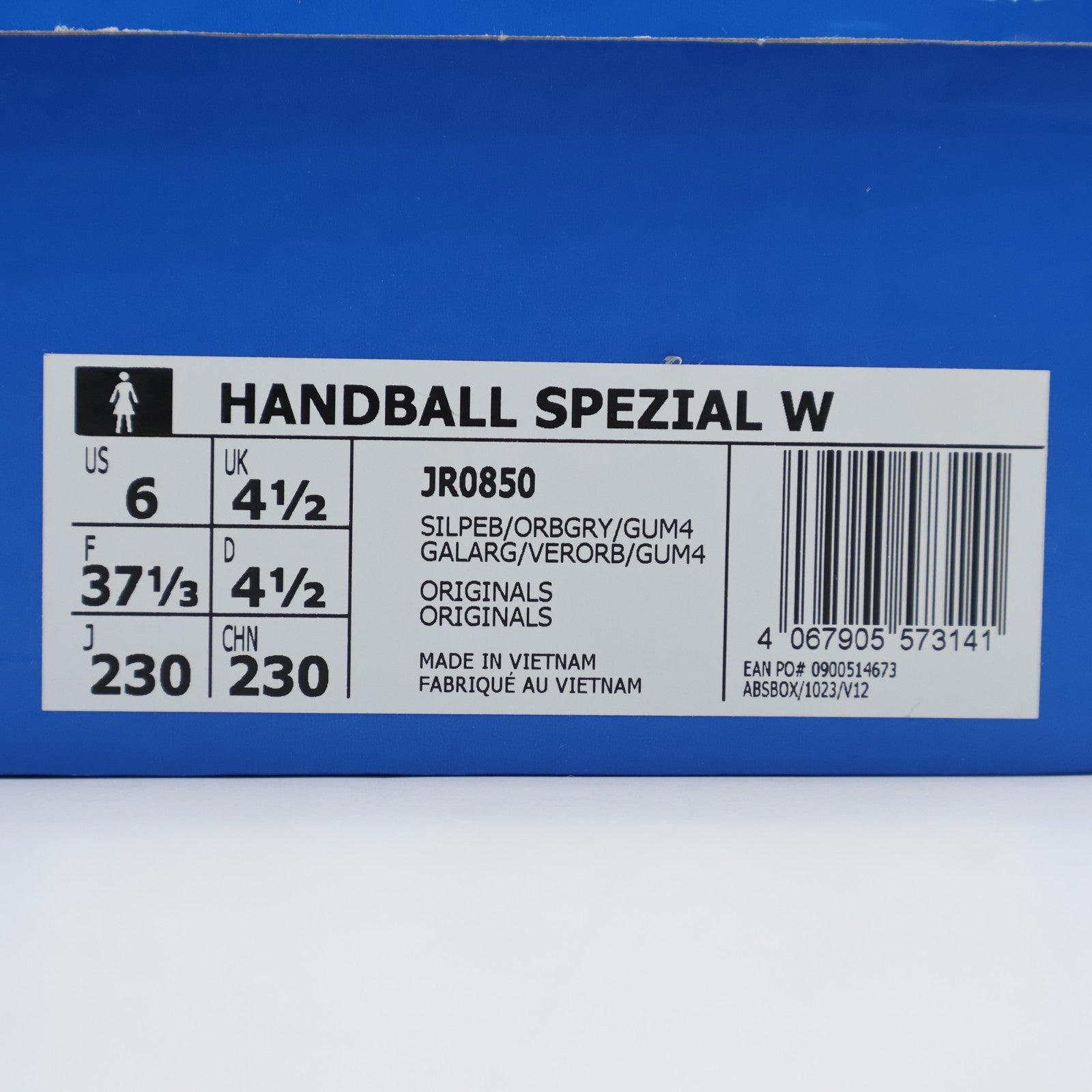 JR0850 adidas Originals  Handball Spezial Silver Pebble Orbit Grey Gum (Women's)