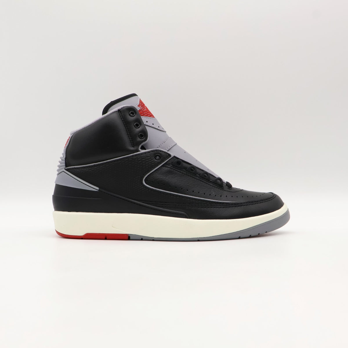 DR8884-001 Nike Air Jordan 2 Retro Black Cement Fire Red Sail Grey (Men's)