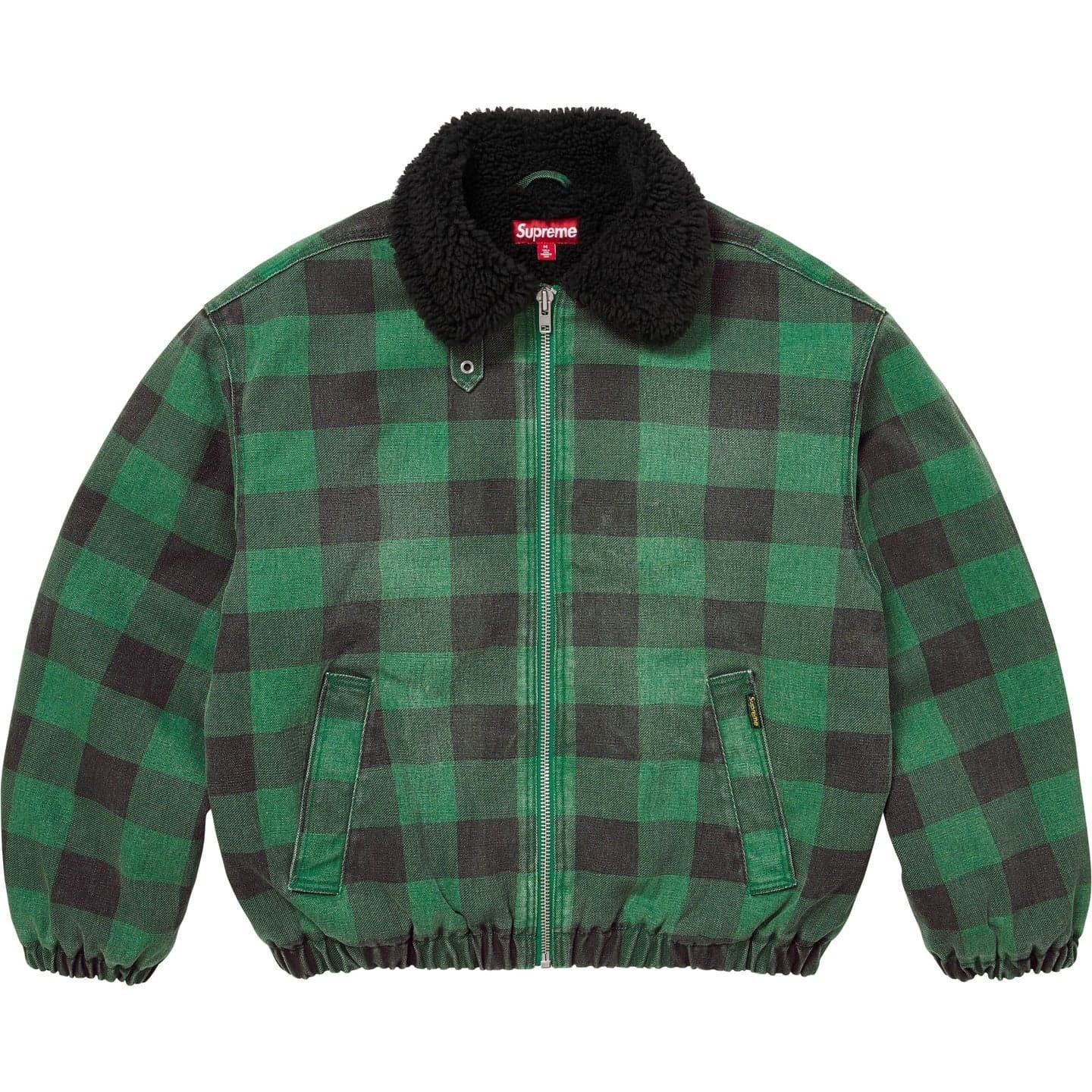 Supreme Faux Shearling Lined Bomber Jacket Plaid