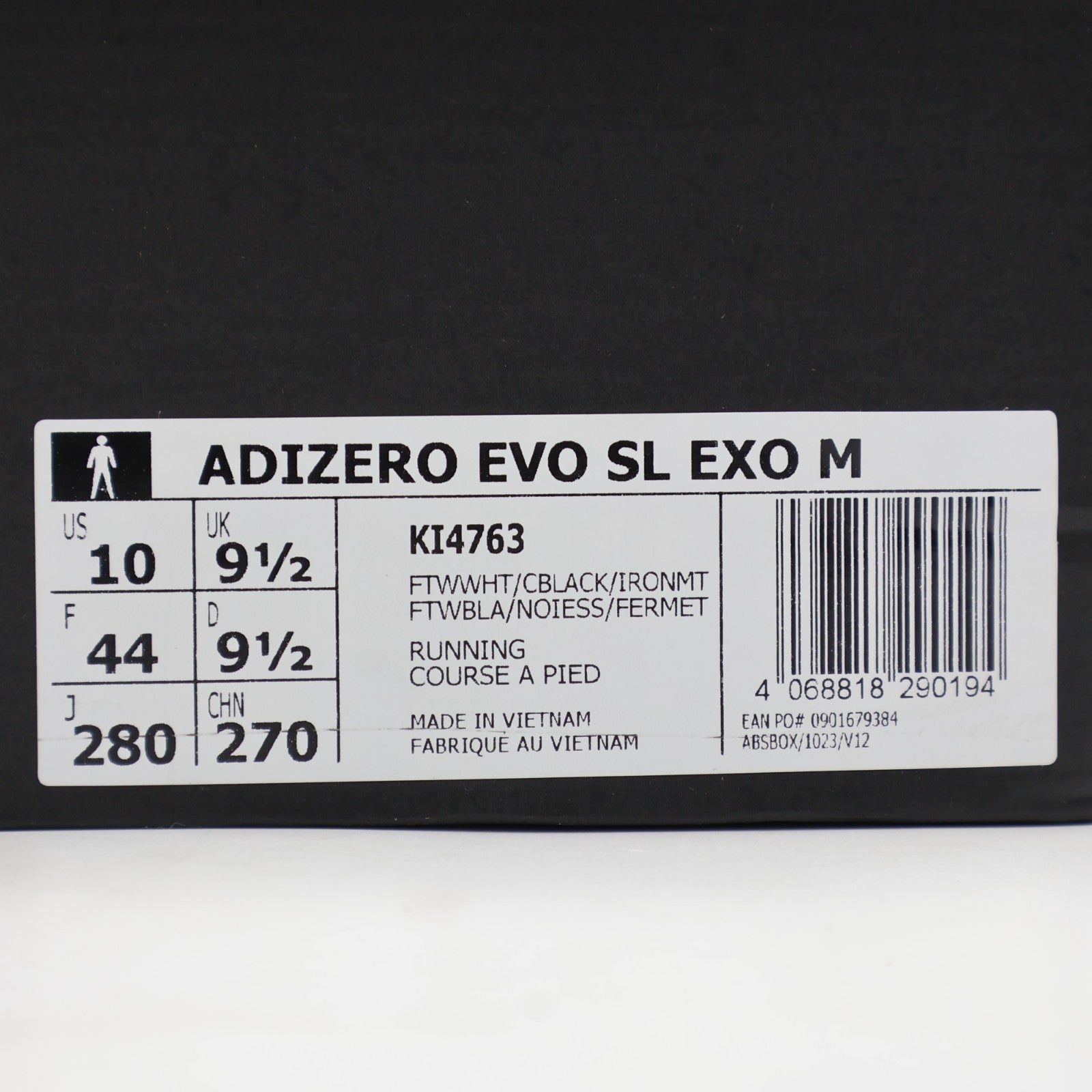 KI4763 adidas Adizero Evo SL EXO Cloud White Core Black Iron Metallic (Men's)