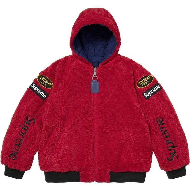 Supreme x Vanson Leathers Reversible Quilted Hooded Jacket Navy