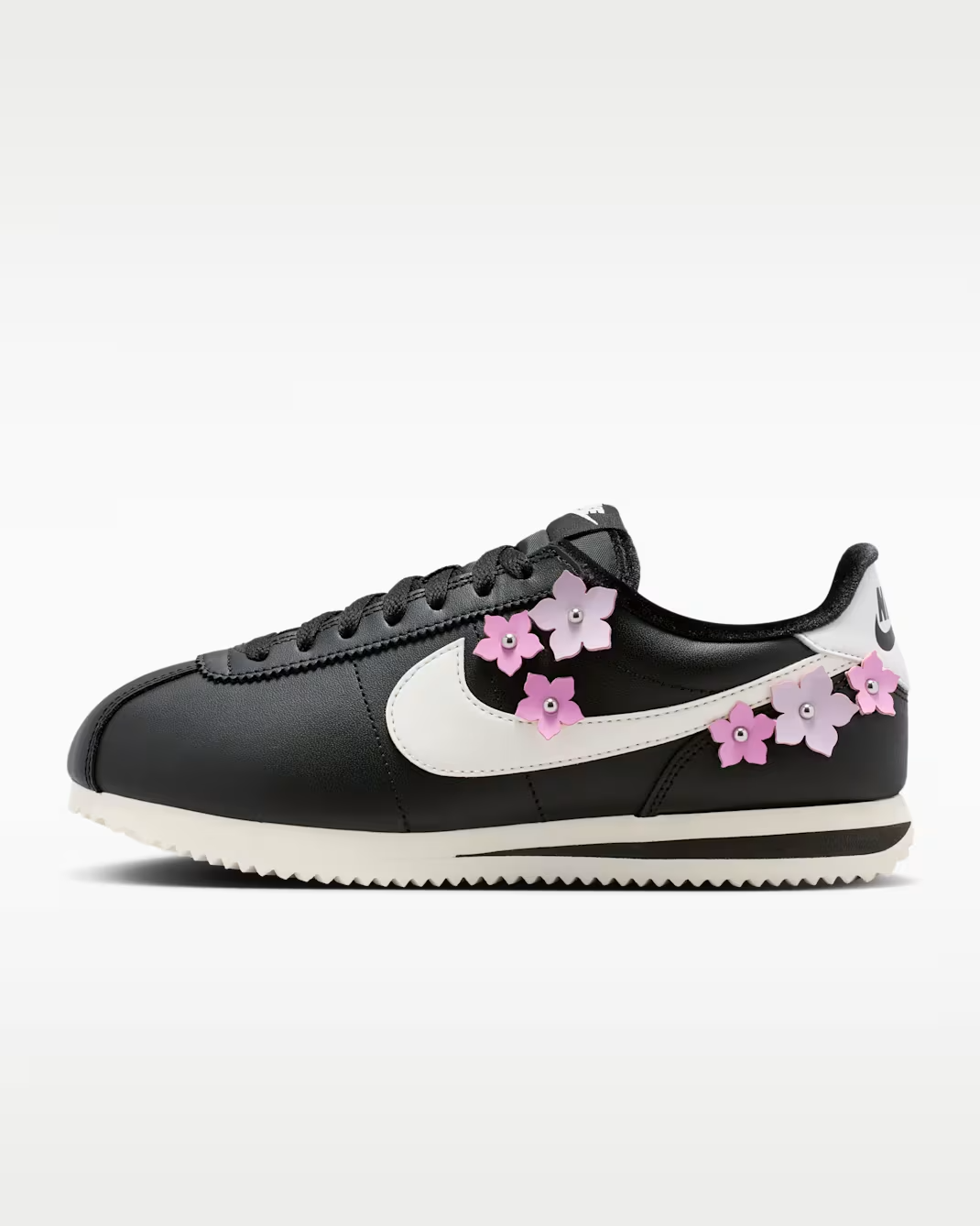 IV5675-001 Nike Cortez Leather Floral Pack Black Pink Rise (Women's)