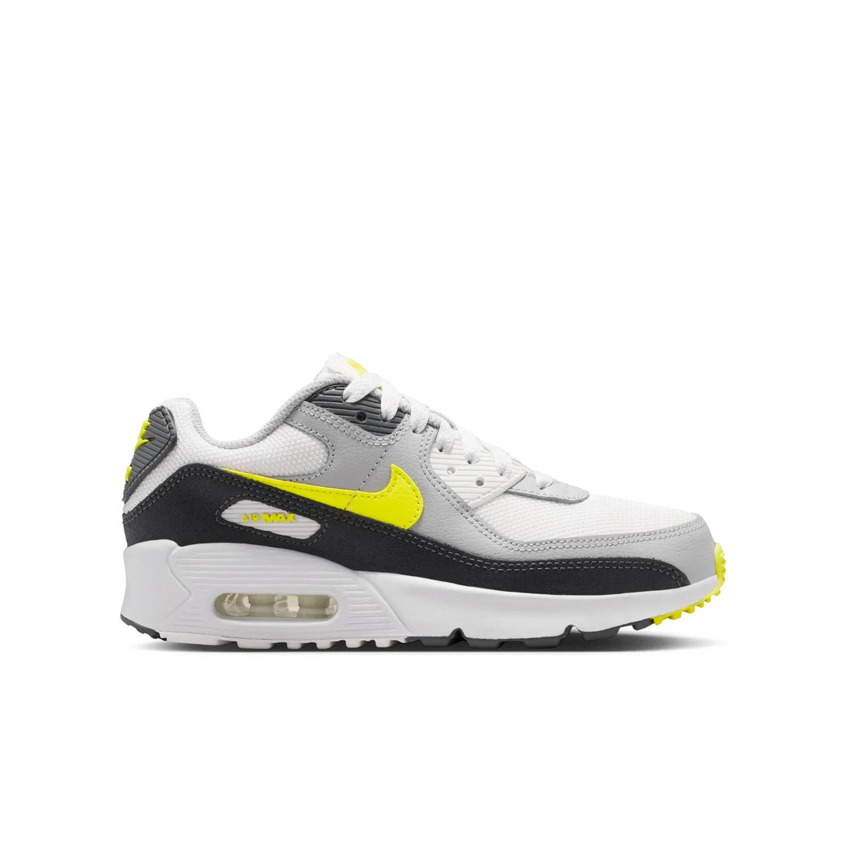 IQ0098-100 Nike GS Air Max 90 Off White Dark Smoke Grey Light Smoke Grey Sonic
