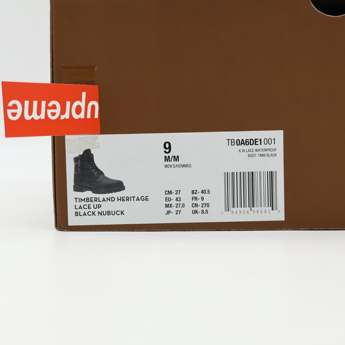 TB0A6DE1001 Supreme Timberland Diamond Plate 6inch Premium Waterproof Boot Black