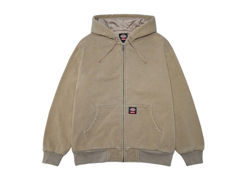 Supreme x Dickies Quilted Lined Zip Up Hooded Sweatshirt Tan