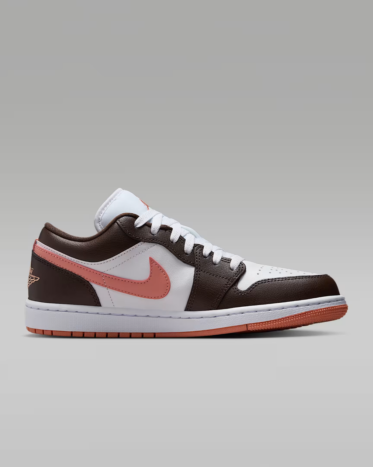 DC0774-182 Nike Air Jordan 1 Low Dark Brown White Pink (Women's)