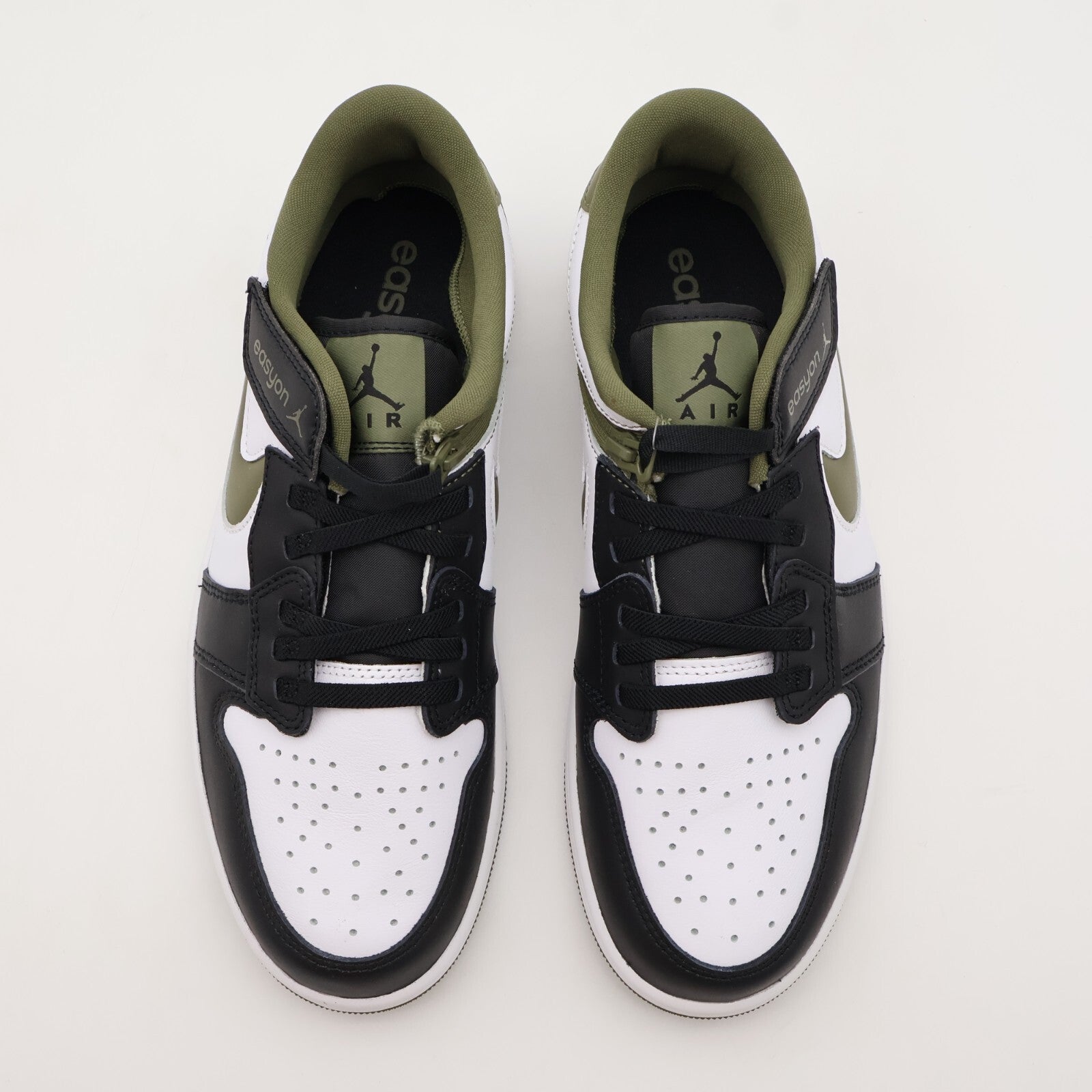 DM1206-102 Nike Air Jordan 1 Low FlyEase White Black Medium Olive (Men's)