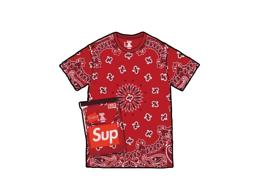 Supreme Hanes Bandana Tagless Tees (2 Pack) Red