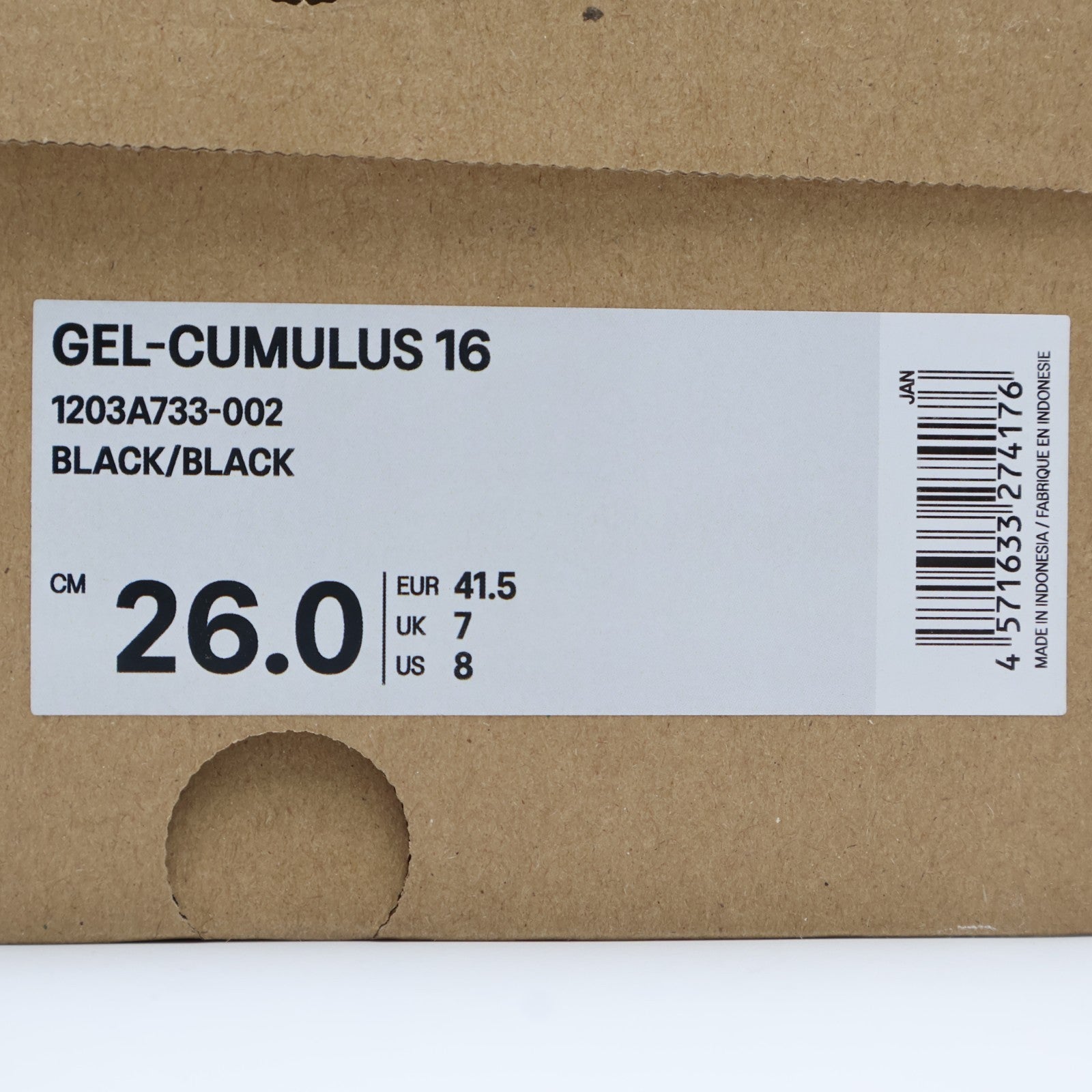 1203A733-002 Asics Gel-Cumulus 16 Black (Men's)