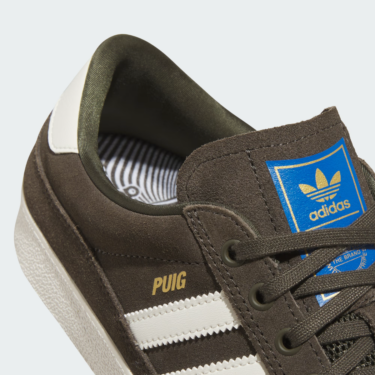 JQ1115 adidas Originals Puig Indoor Shadow Olive Off White Blue Bird (Men's)