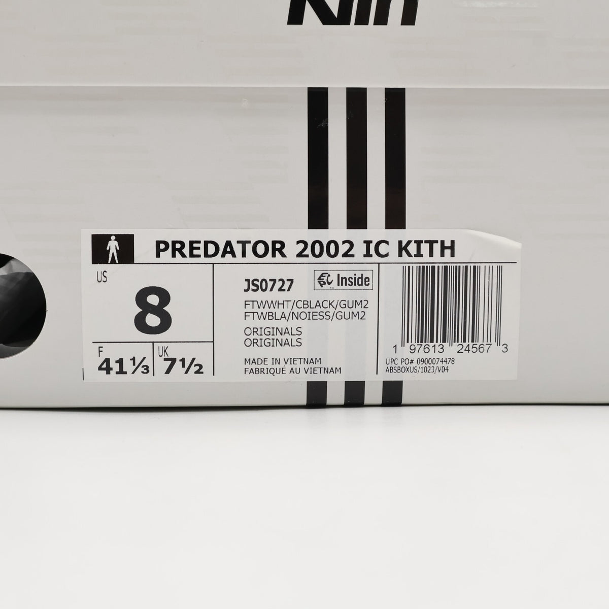 JS0727 Kith Ã adidas Football Predator 2002 IC White Black Gum (Men's)