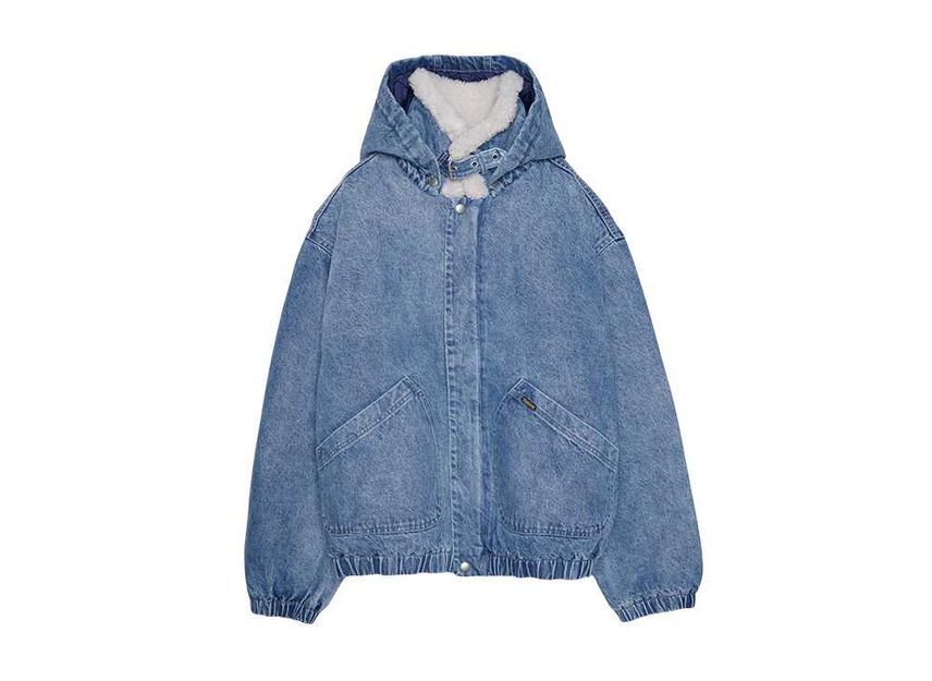 Supreme Faux Shearling Lined Bomber Jacket Denim